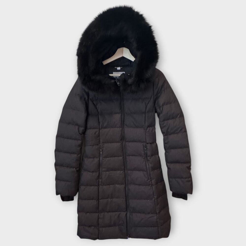 Soia & Kyo Eva Down Quilted Coat with Removable Fox Fur in Gray Size XS